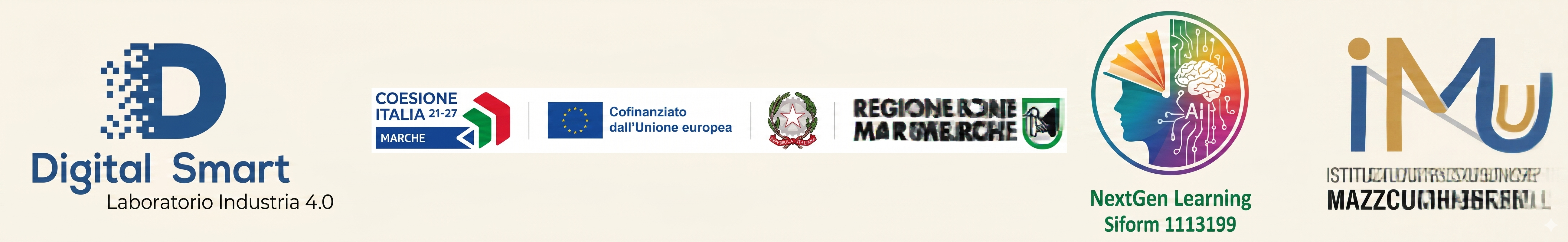 Digital Smart Laboratorio Industria 4.0 — Coesione Italia 21-27 Marche — Cofinanziato dall'Unione Europea — Repubblica Italiana — Regione Marche — NextGen Learning Siform 1113199 — Istituto Mazzocchi-UMBERTO I